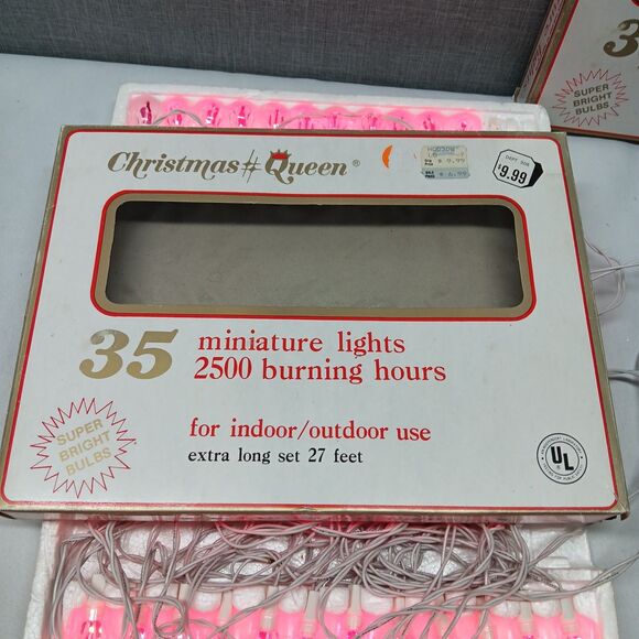 VTG XMAS Lights Petal Reflectors Indoor Outdoor 70 PINK Set NEW 70s 80s RARE - Picture 5 of 9